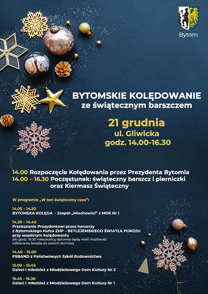 Plakat informacyjny dotyczący miejskiej wigilii