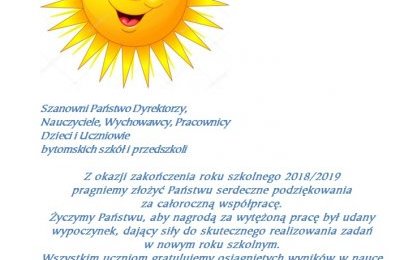 Życzenia z okazji zakończenia roku szkolnego