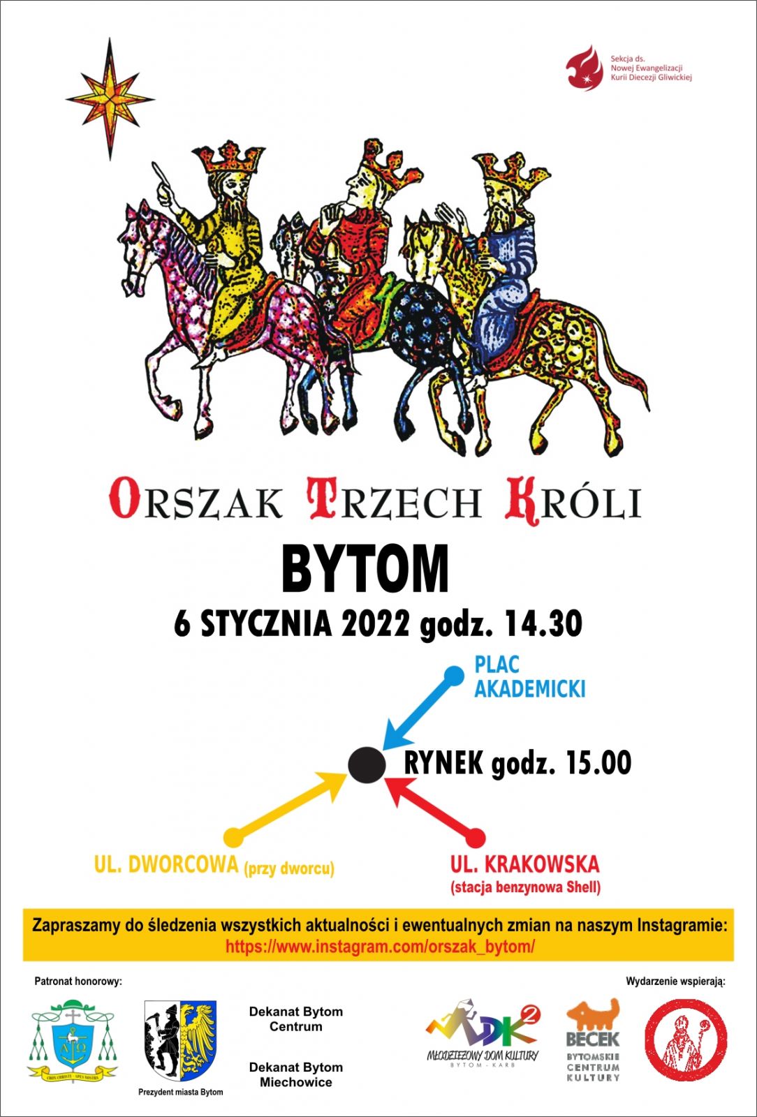 Plakat informacyjny dotyczący Orszaku Trzech Króli