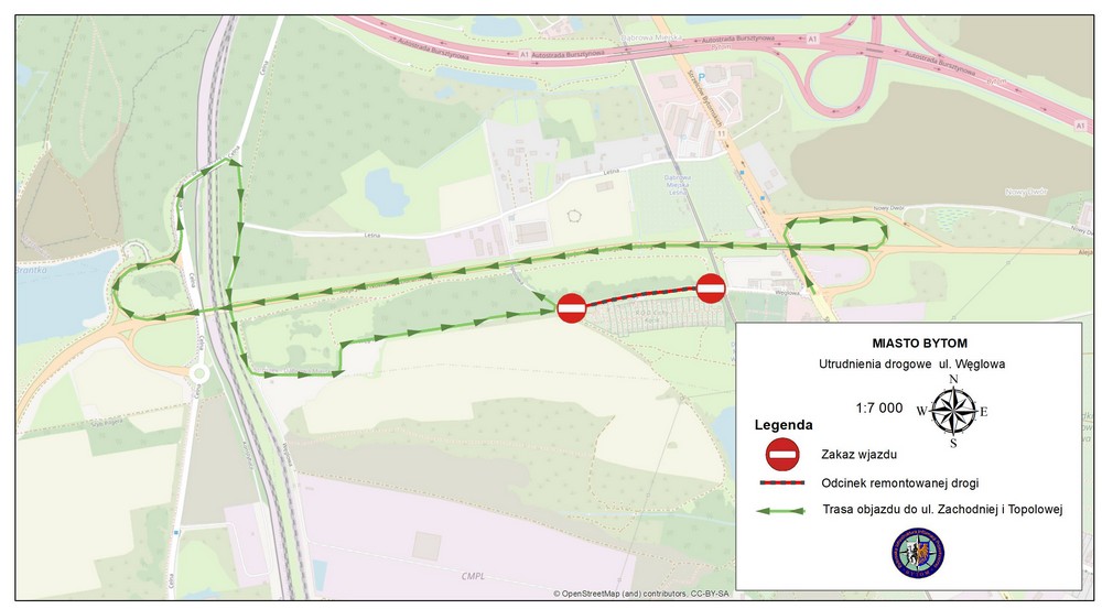 Mapa przygotowanych objazdów na czas prowadzonych robót drogowych