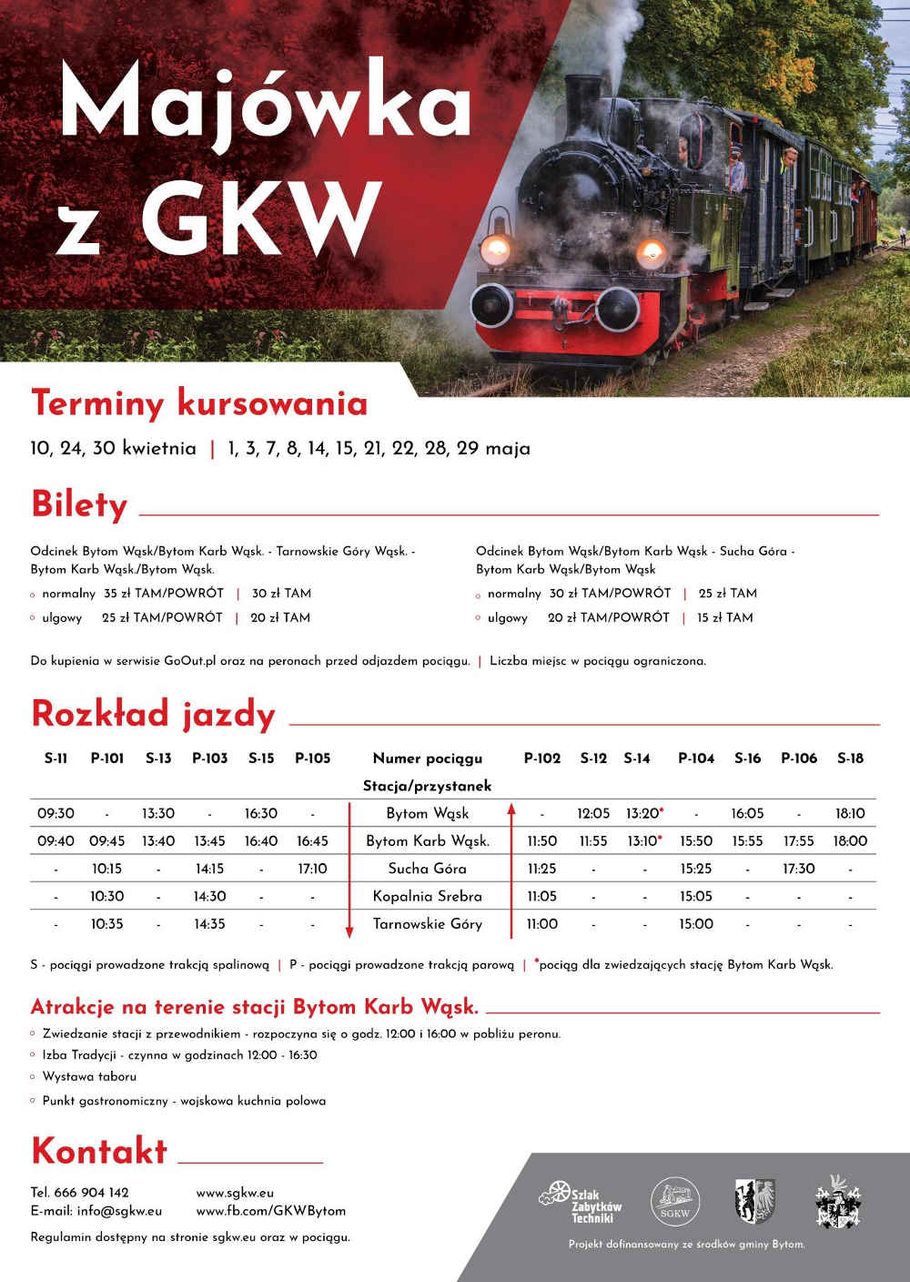 Rozkład jazdy kolei wąskotorowej