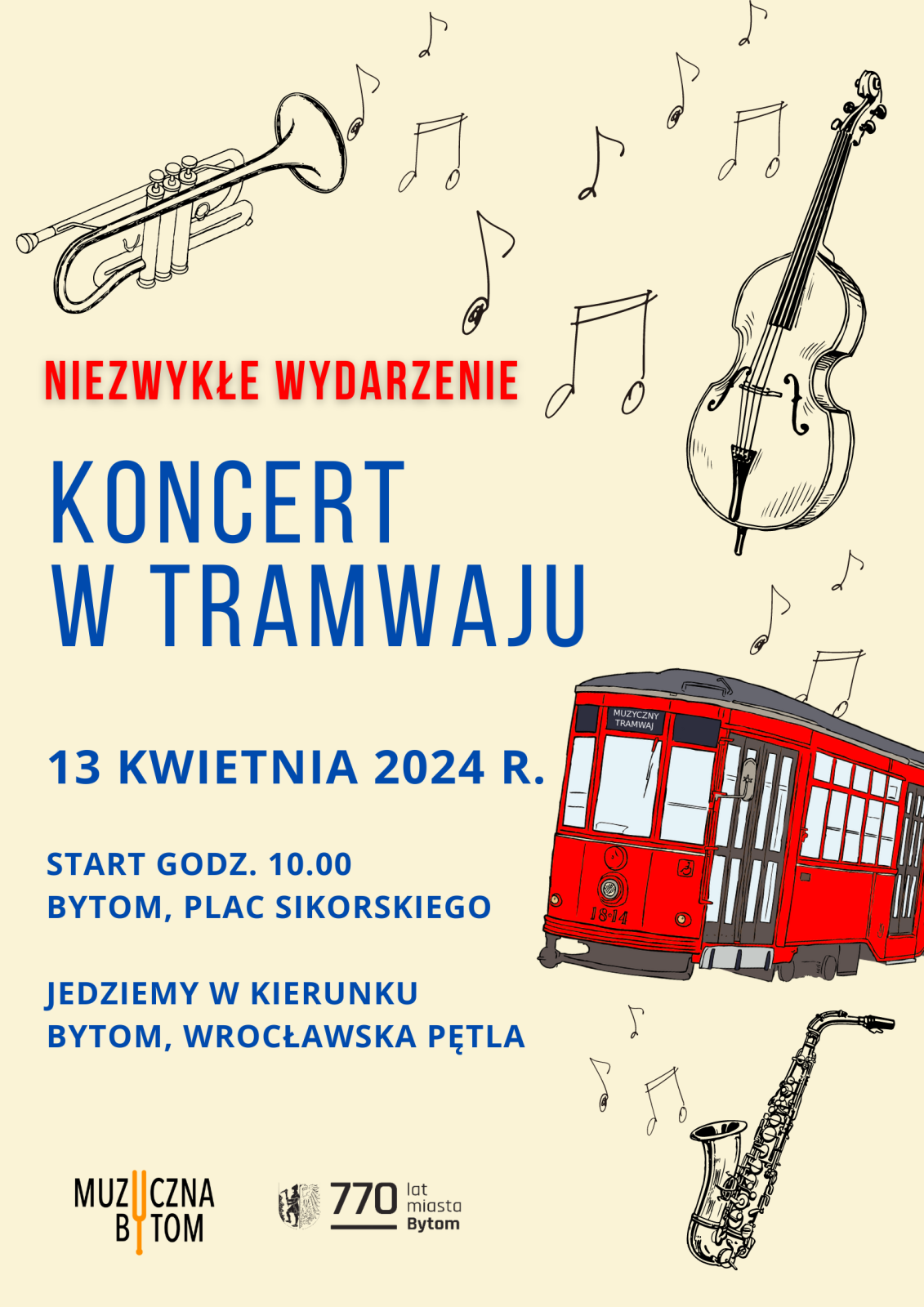 Plakat informujący o Muzycznym Tramwaju
