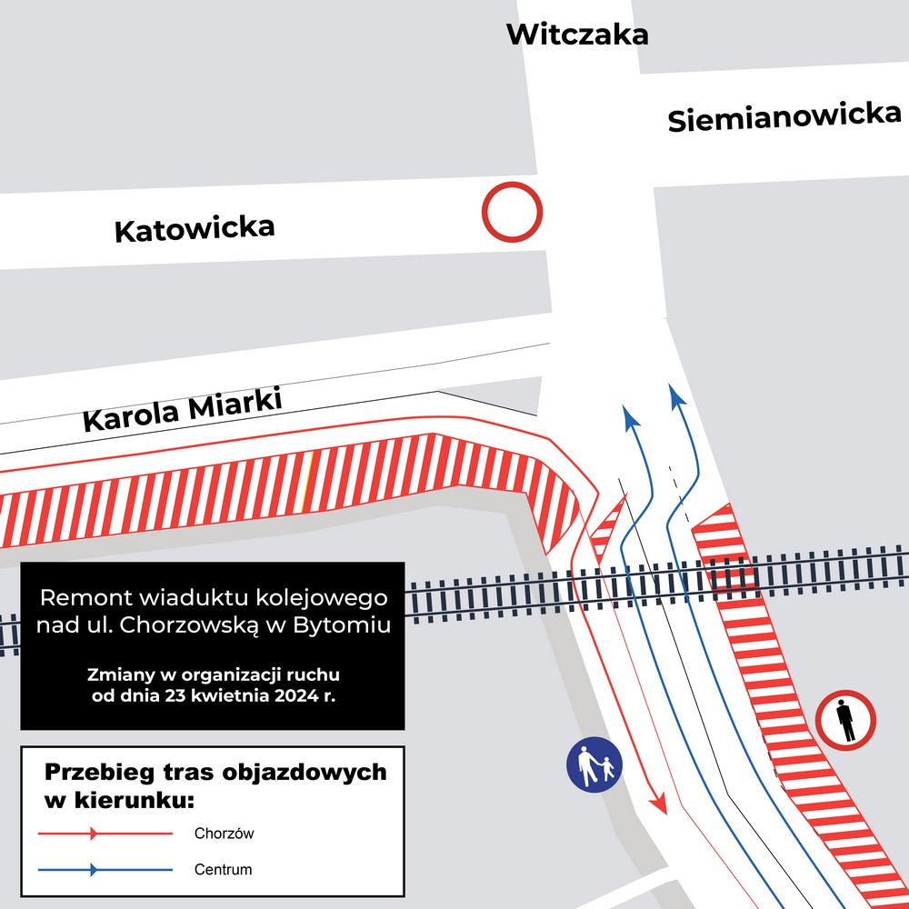 Kolejny etap przebudowy wiaduktu nad ul. Chorzowską. Będą zmiany w organizacji ruchu