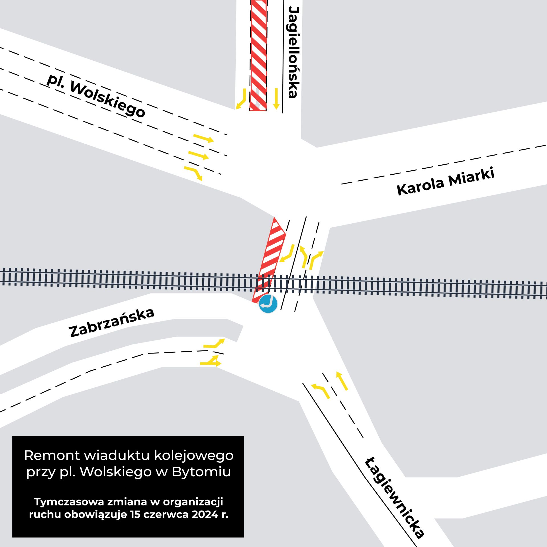 Mapa objazdów w związku z przebudową wiaduktu