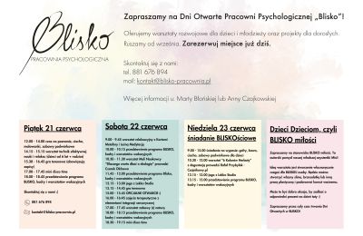 Dni otwarte Pracowni Psychologicznej Blisko