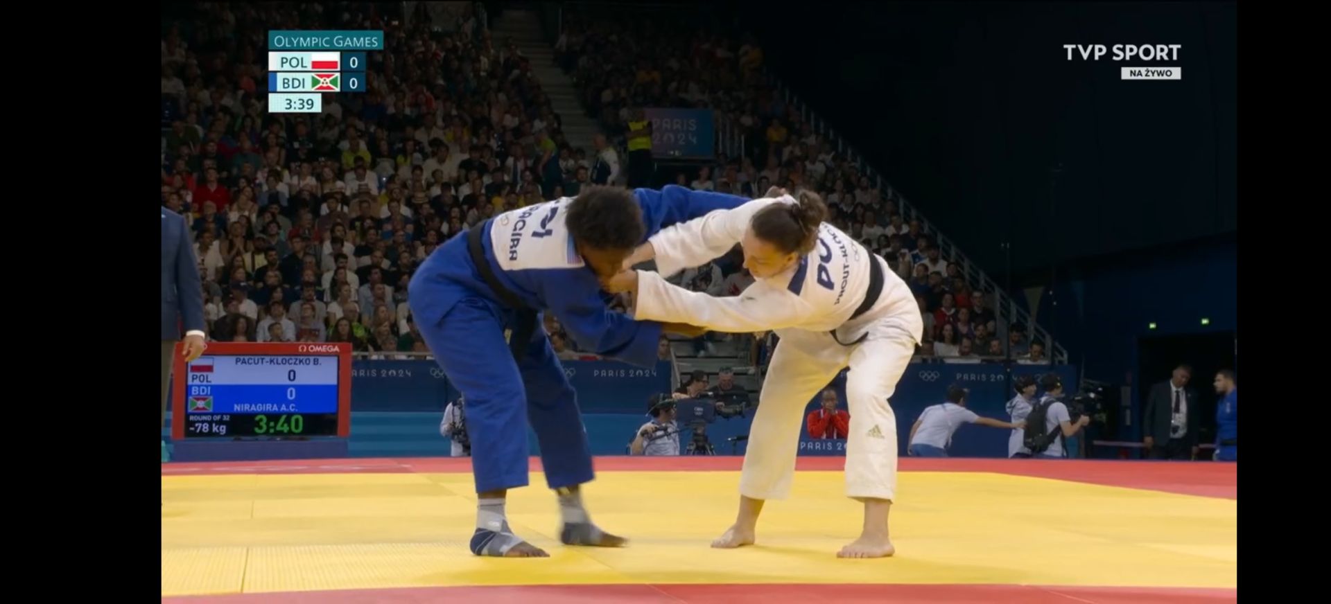 W pierwszej walce Pacut-Kłoczko pokonała przez ippon Ange Ciella Niragira z Burundi