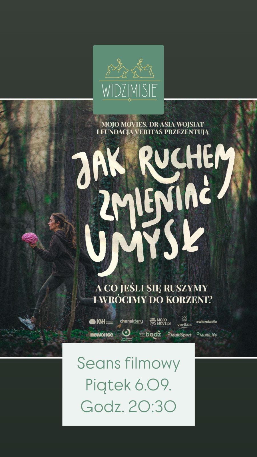 Plakat informacyjny dotyczący senasu filmowego w Widzimisiach