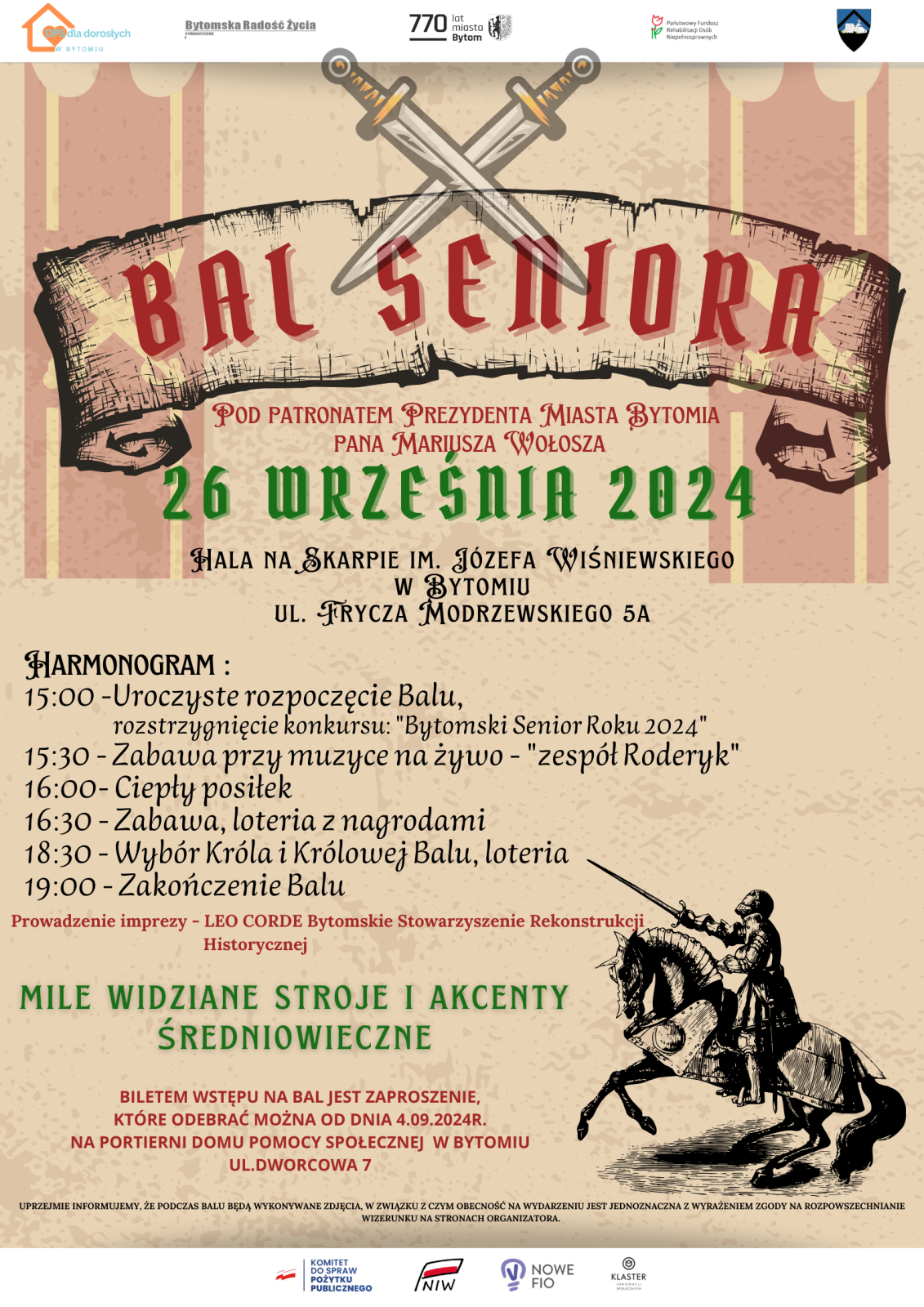 Plakat informacyjny dotyczący Balu Seniora
