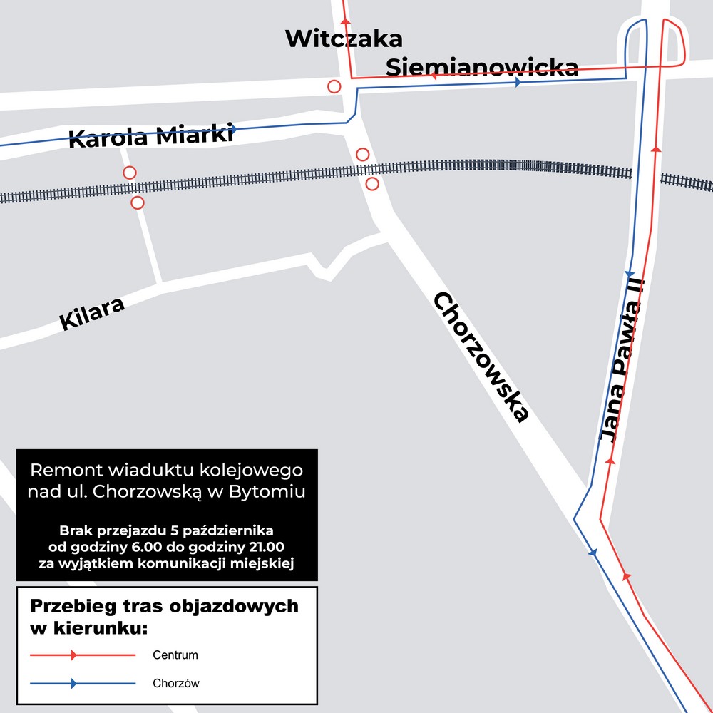 W sobotę nie będzie możliwości przejechania pod wiaduktem nad ul. Chorzowską
