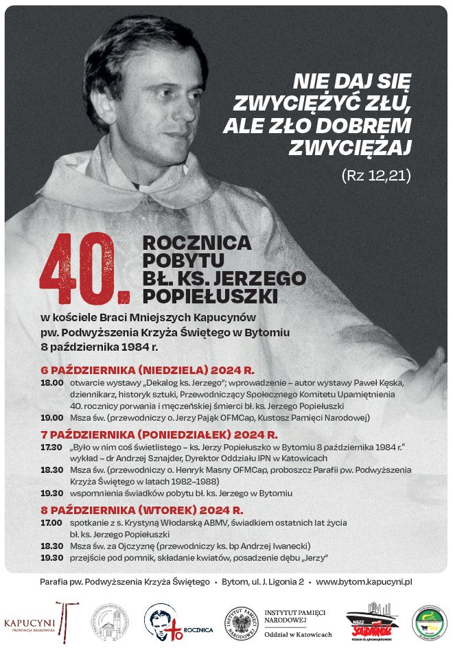 40. rocznica pobytu księdza Jerzego Popiełuszki w Bytomiu