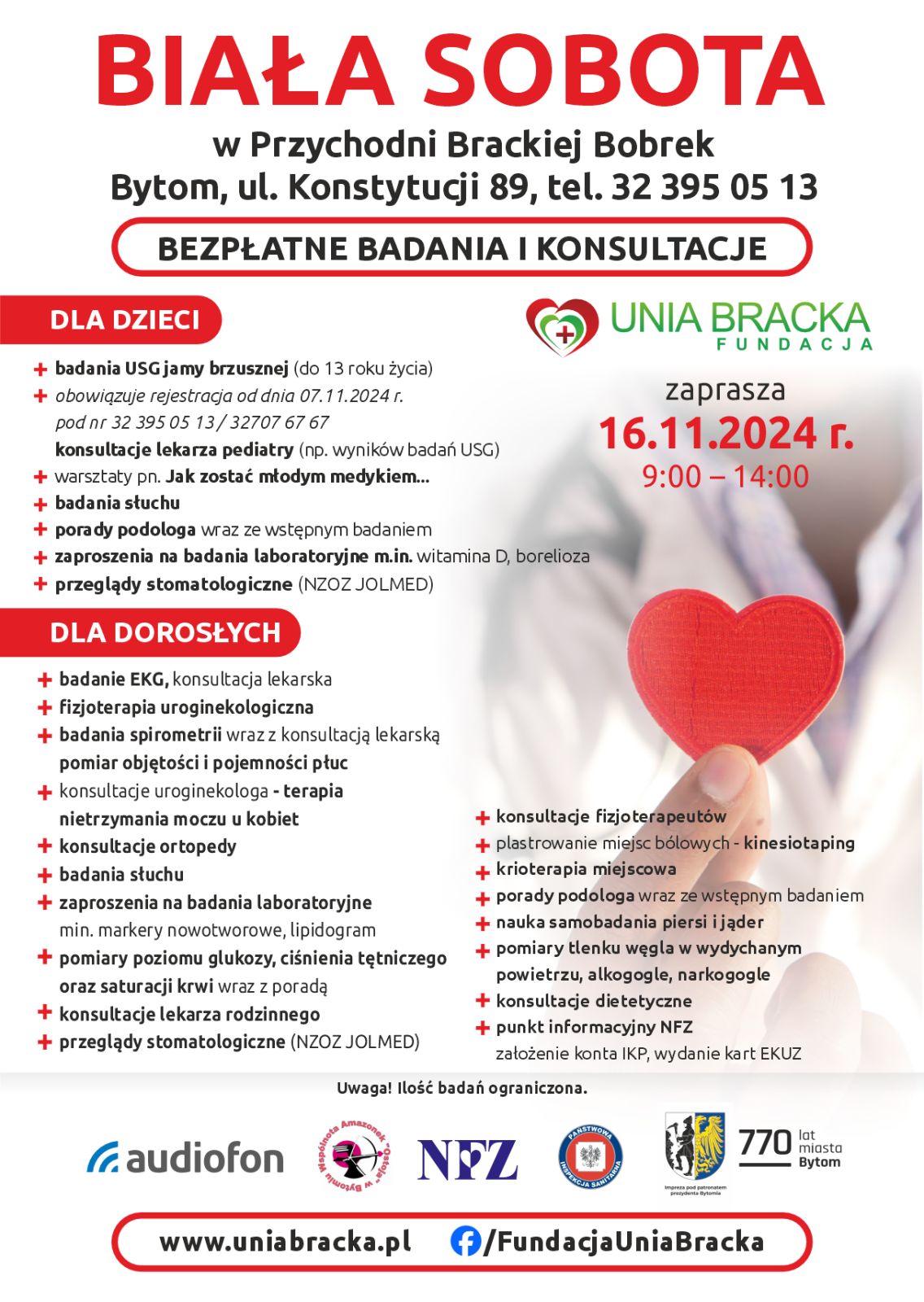 Plakat informacyjny dotyczący Białej Soboty 