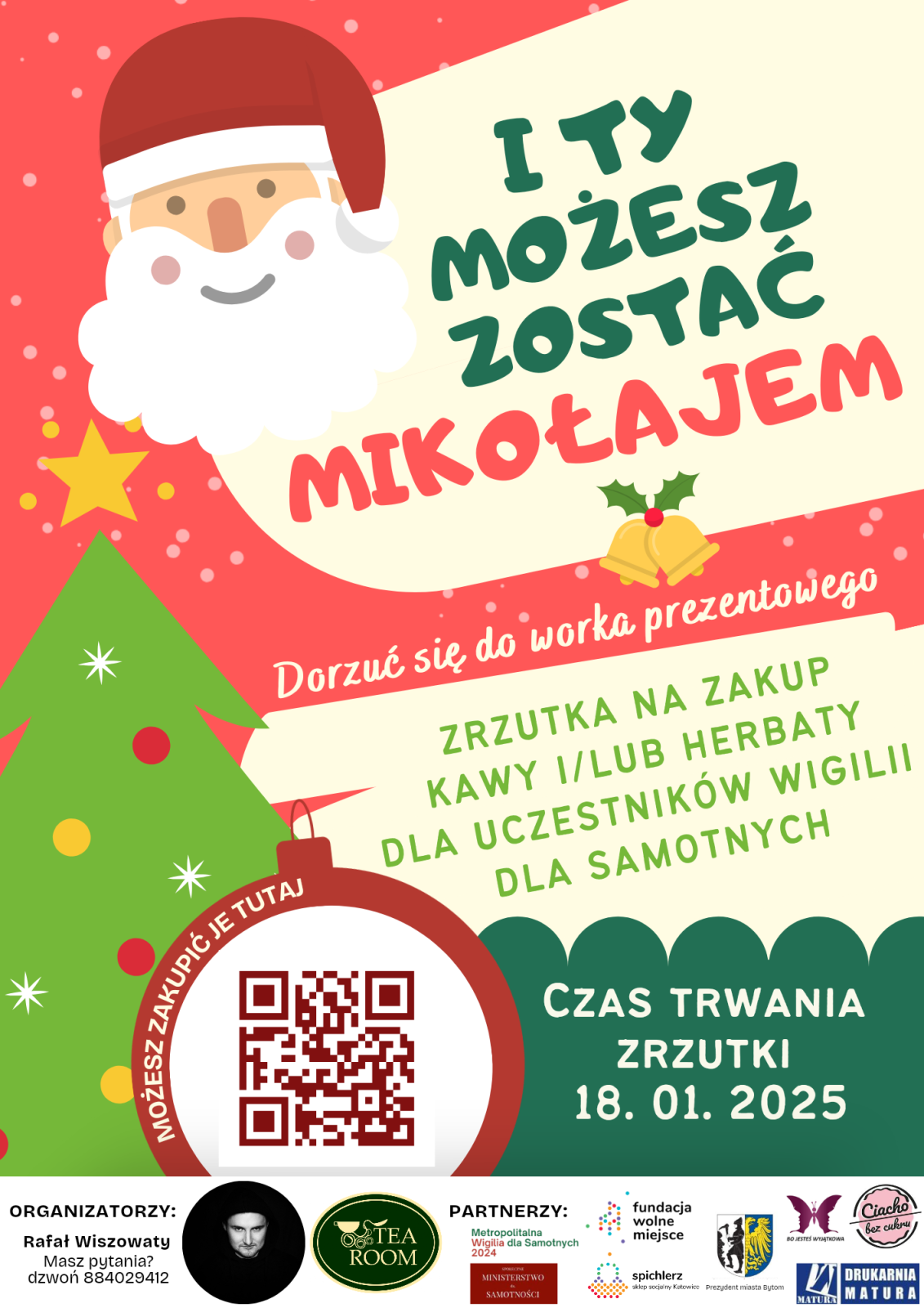 Plakat informacyjny dotyczący zbiórki charytatywnej