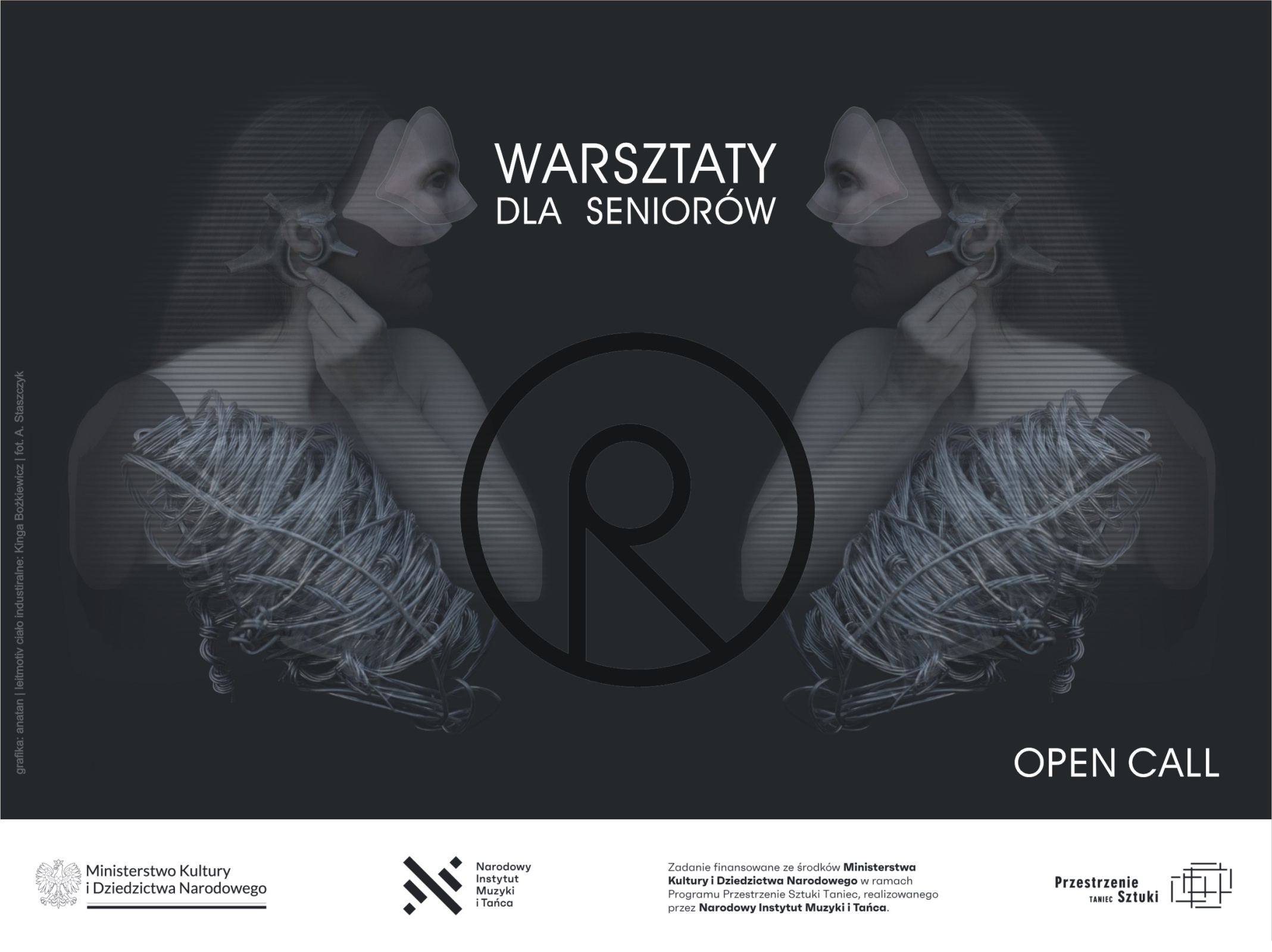 Plakat informacyjny dotyczący otwartego konkursu na prowadzenie warsztatów dla seniorów