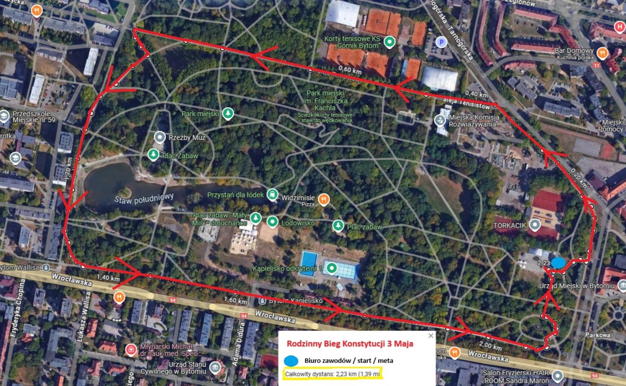 Mapa Biegu Konstytucji 3 Maja w Parku Miejskim
