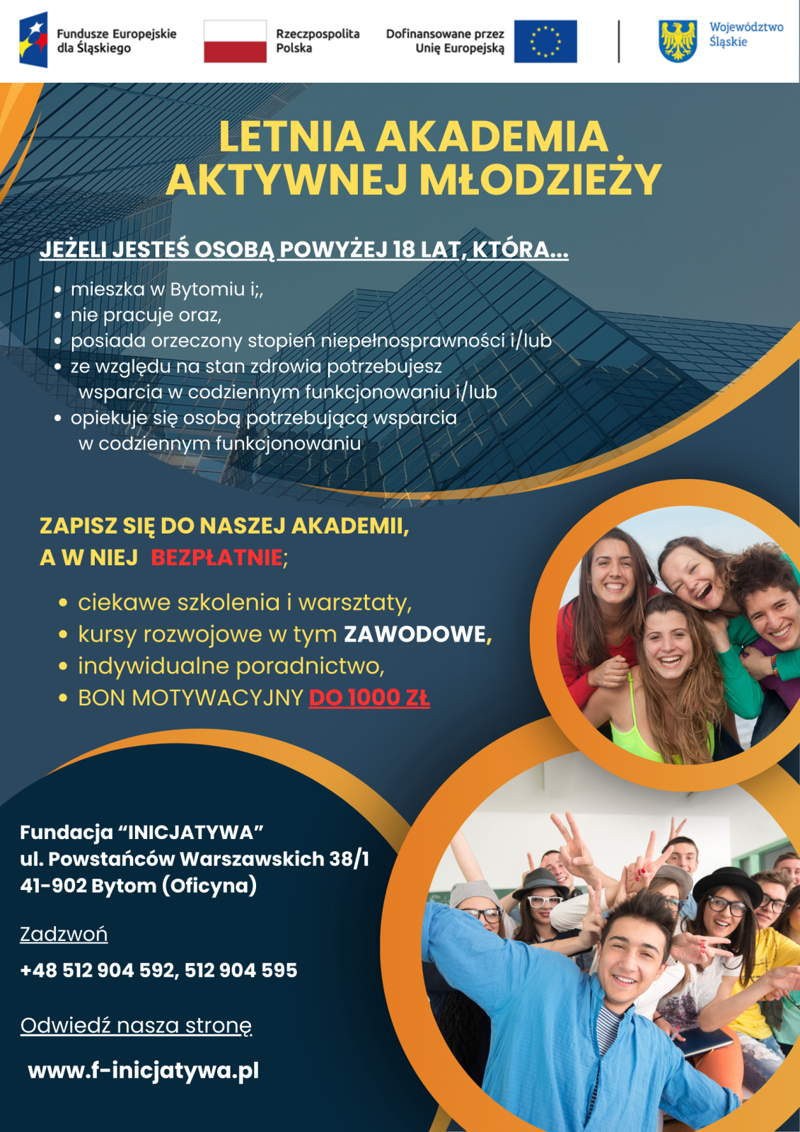 Plakat informacyjny dotyczący rekrutacji do projektu społecznego