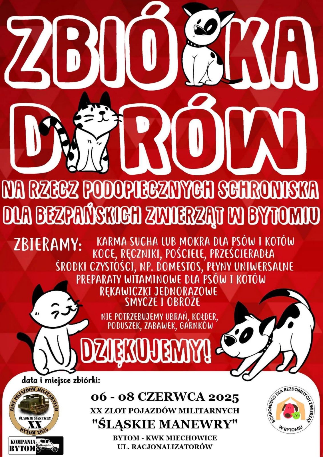 Plakat informacyjny dotyczący zbiórki 