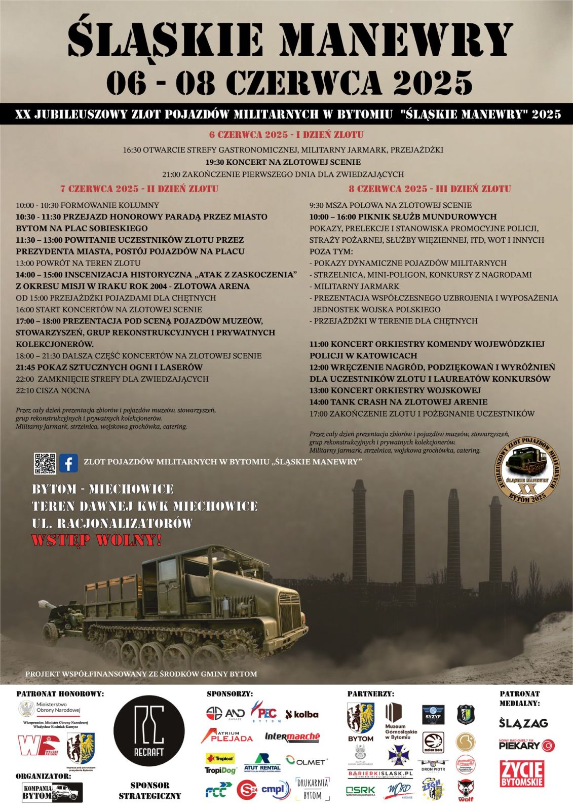 Plakat informacyjny XX Jubileuszowego Zlotu Pojazdów Militarnych 