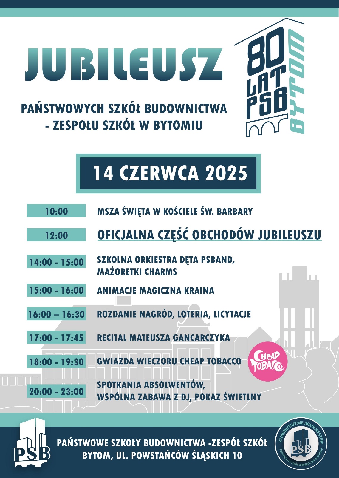 Plakat informacyjny dotyczący imprezy jubileuszowej