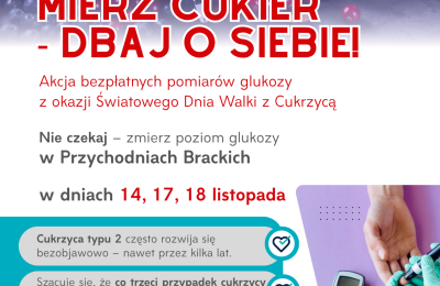 Bezpłatne badania poziomu cukru we krwi 