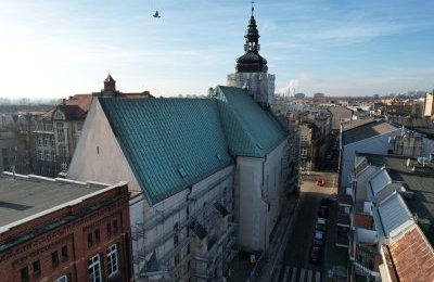 Elewacja kościoła pw. św. Wojciecha częściowo