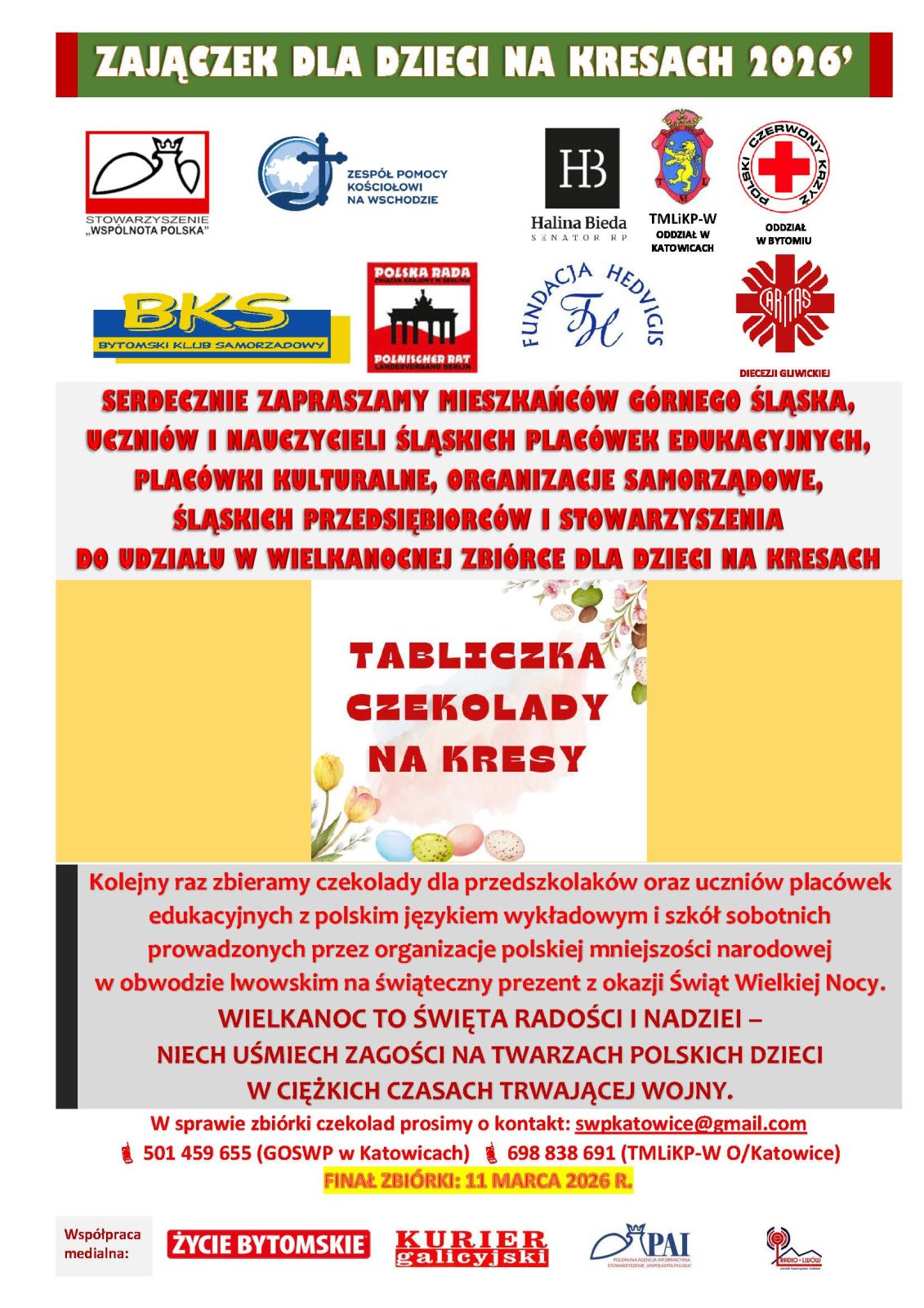 Plakat Zajączek dla dzieci na Kresach 2026