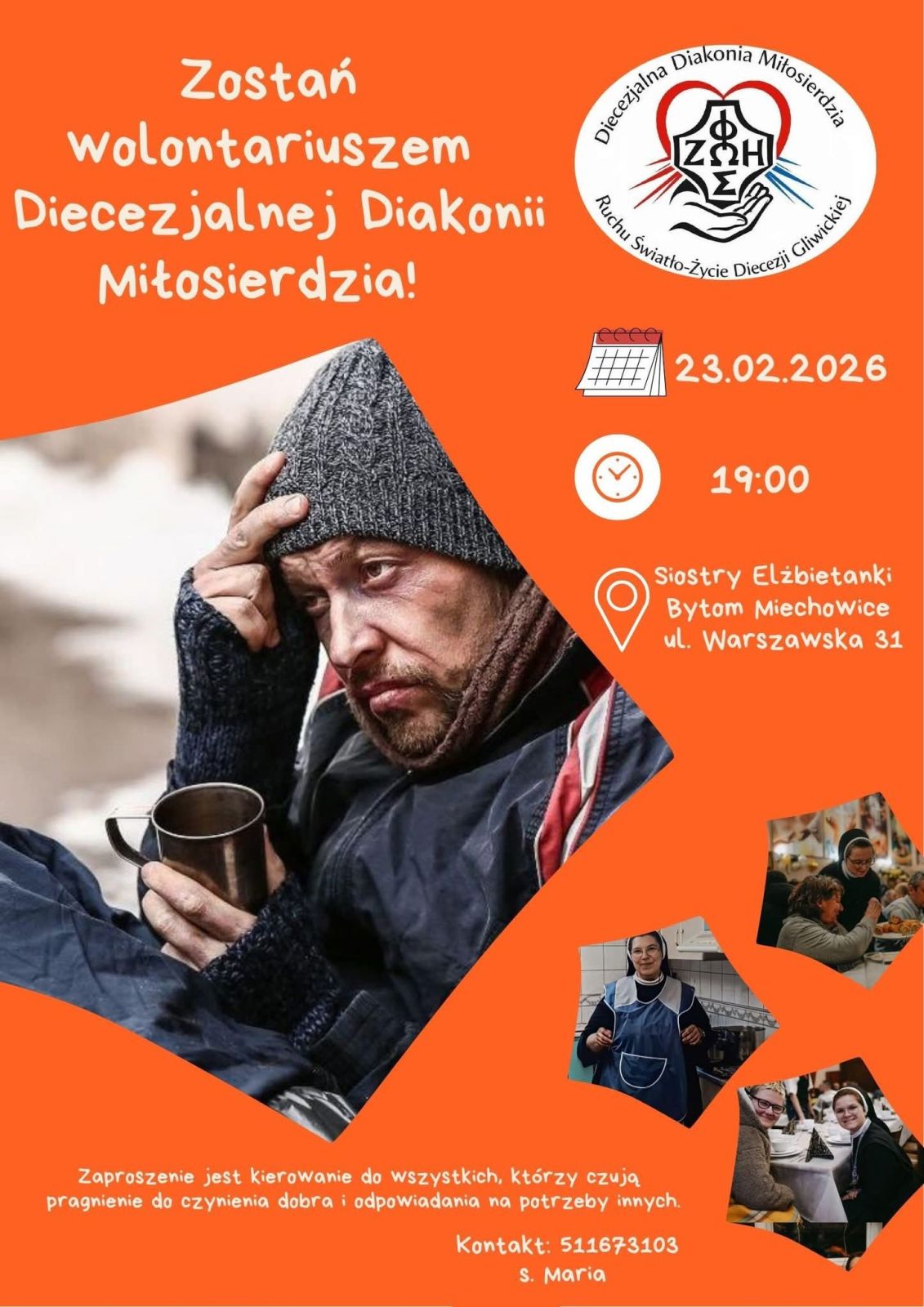Włącz się w pomoc osobom w kryzysie bezdomności - plakat zapowiadający akcję