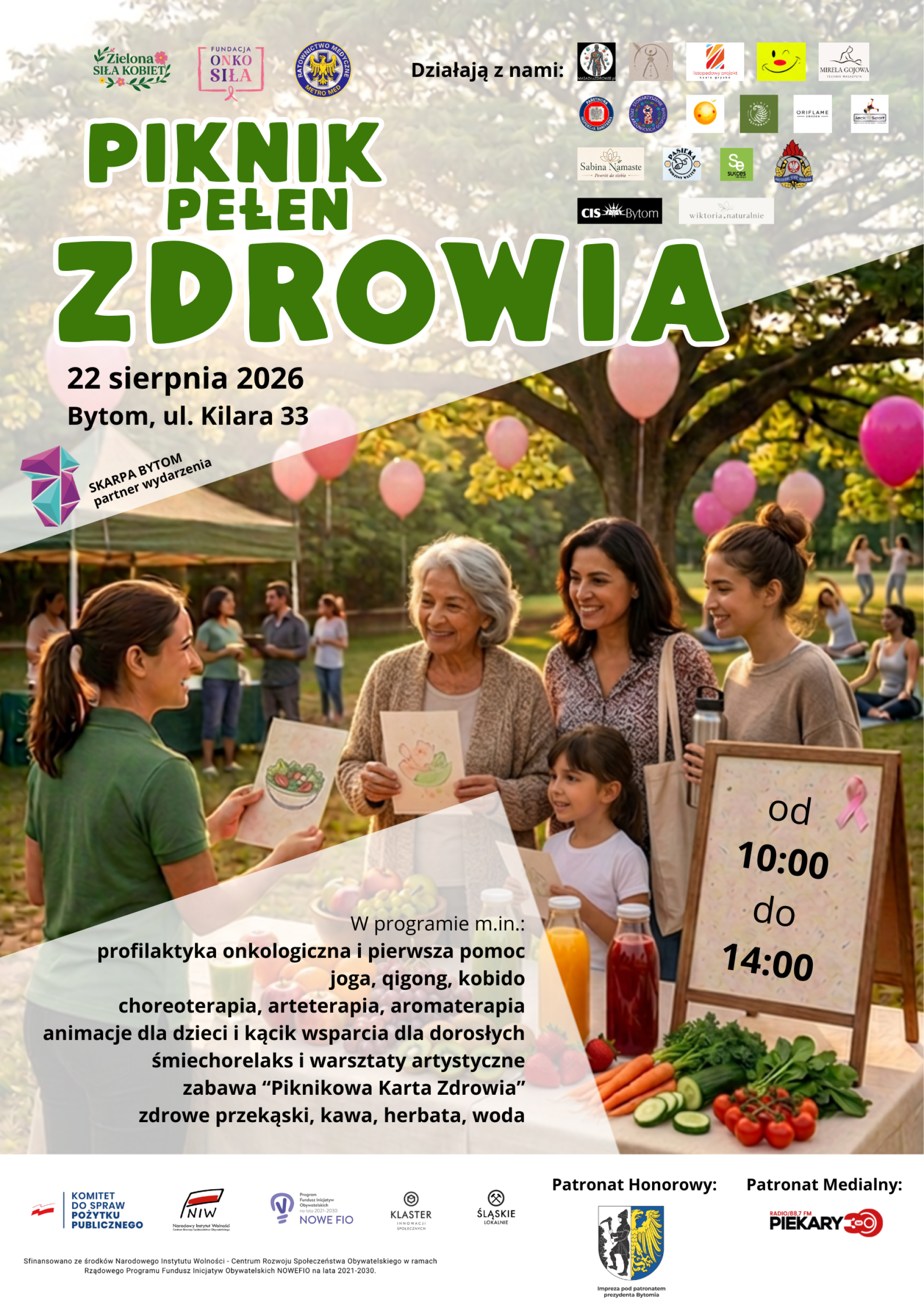 Plakat informacyjny dotyczący pikniku zdrowia