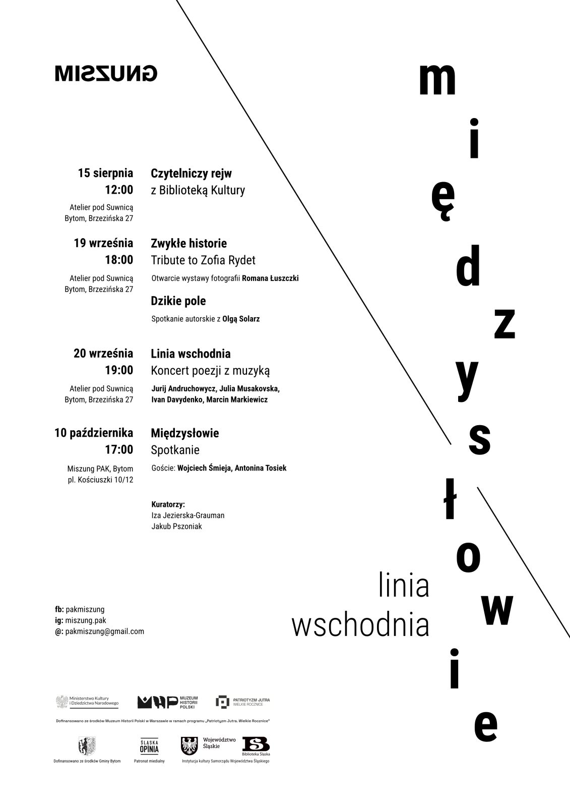 Plakat informacyjny dotyczący Międzysłowia 