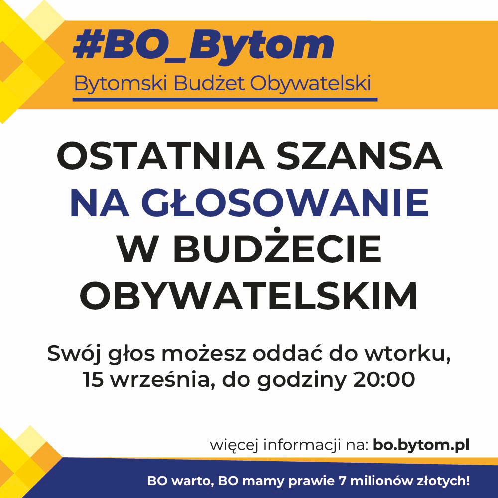 Grafika informacyjna dotycząca głosowania w Bytomskim Budżecie Obywatelskim