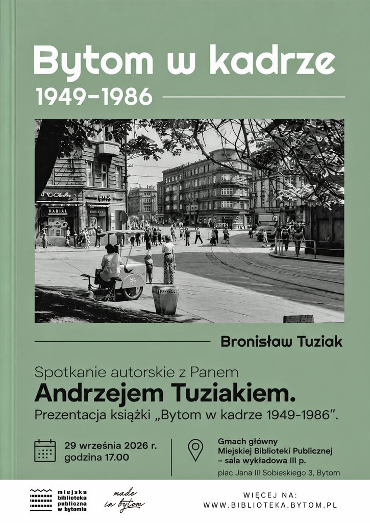 Plakat zapowiedź spotkania z Andrzejem Tuziakiem