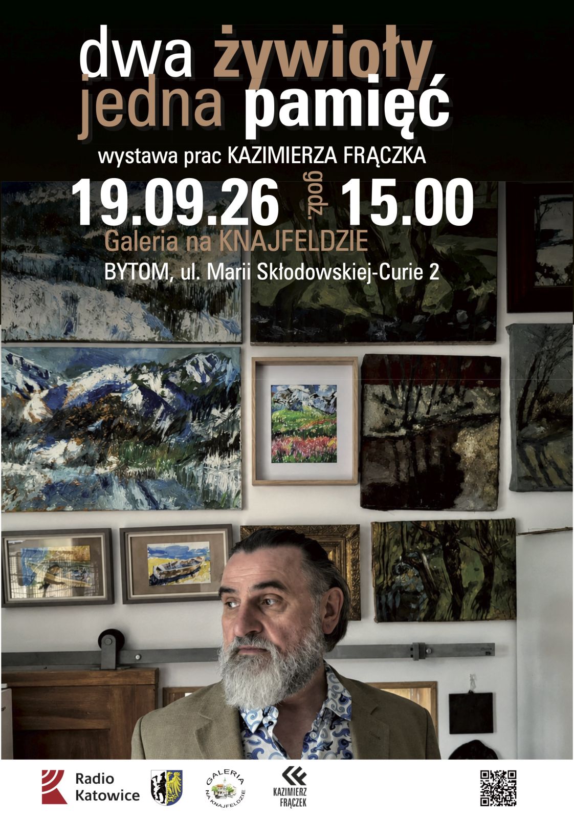 Wernisaż wystawy prac dr.hab. Kazimierza Frączka już w sobotę 19 września w galerii przy parafii NSPJ Plakat informujący o wystawie malarskiej Kazimierza Frączka