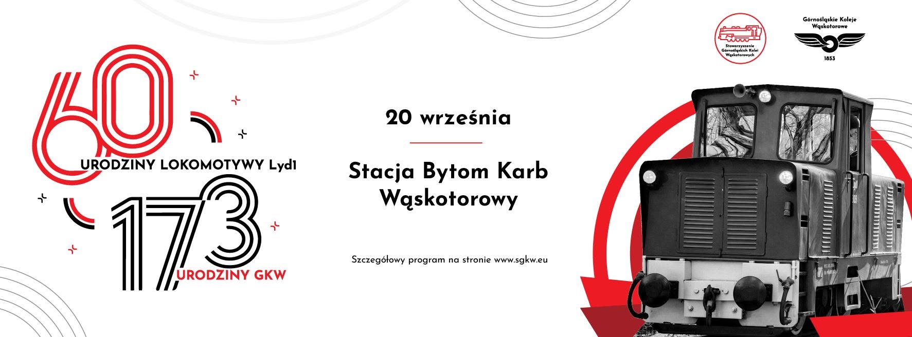 Plakat zapowiadający 173 urodziny Górnośląskich Kolei Wąskotorowych