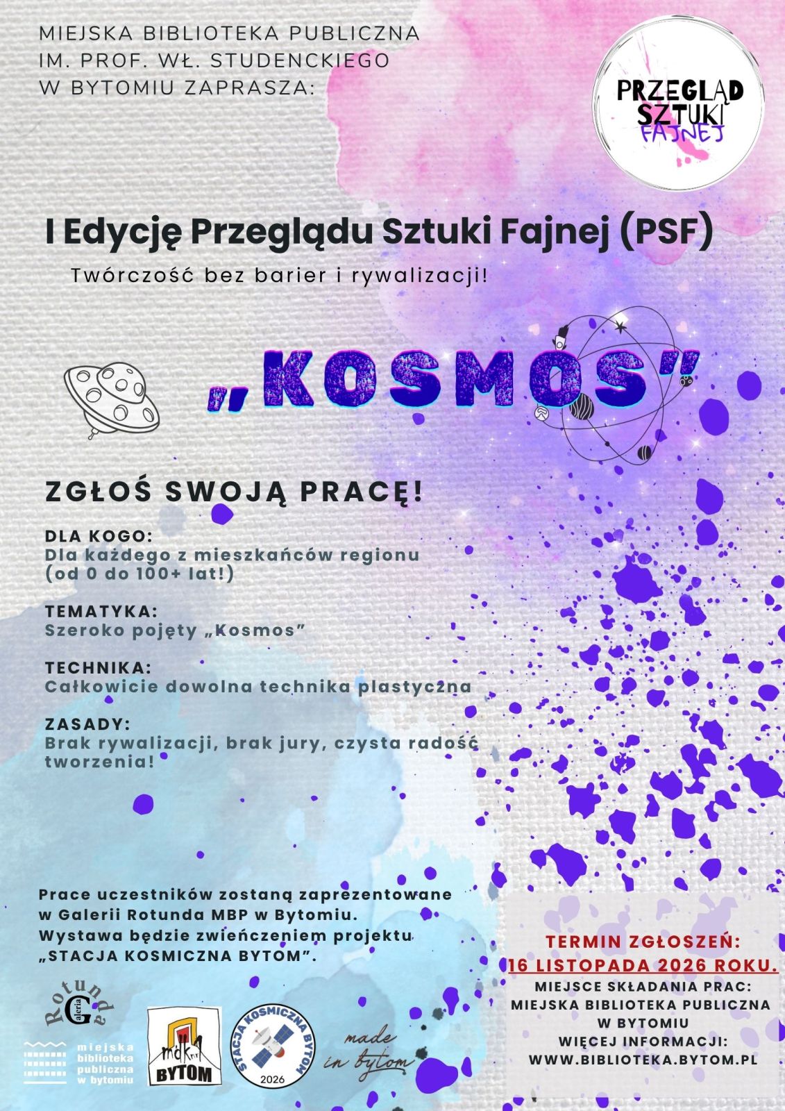 Sztuka bez barier i rywalizacji. Rusza I edycja Przeglądu Sztuki Fajnej „Kosmos” w Bytomiu