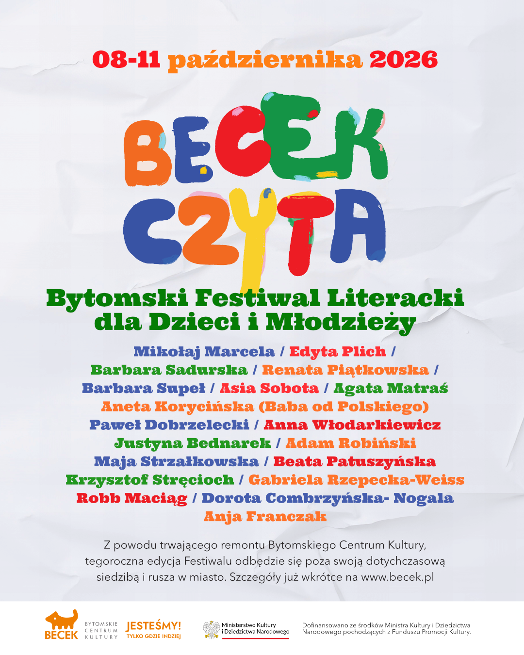 Plakat informacyjny dotyczacy Festiwalu Becek Czyta Plakat informacyjny dotyczacy Festiwalu Becek Czyta