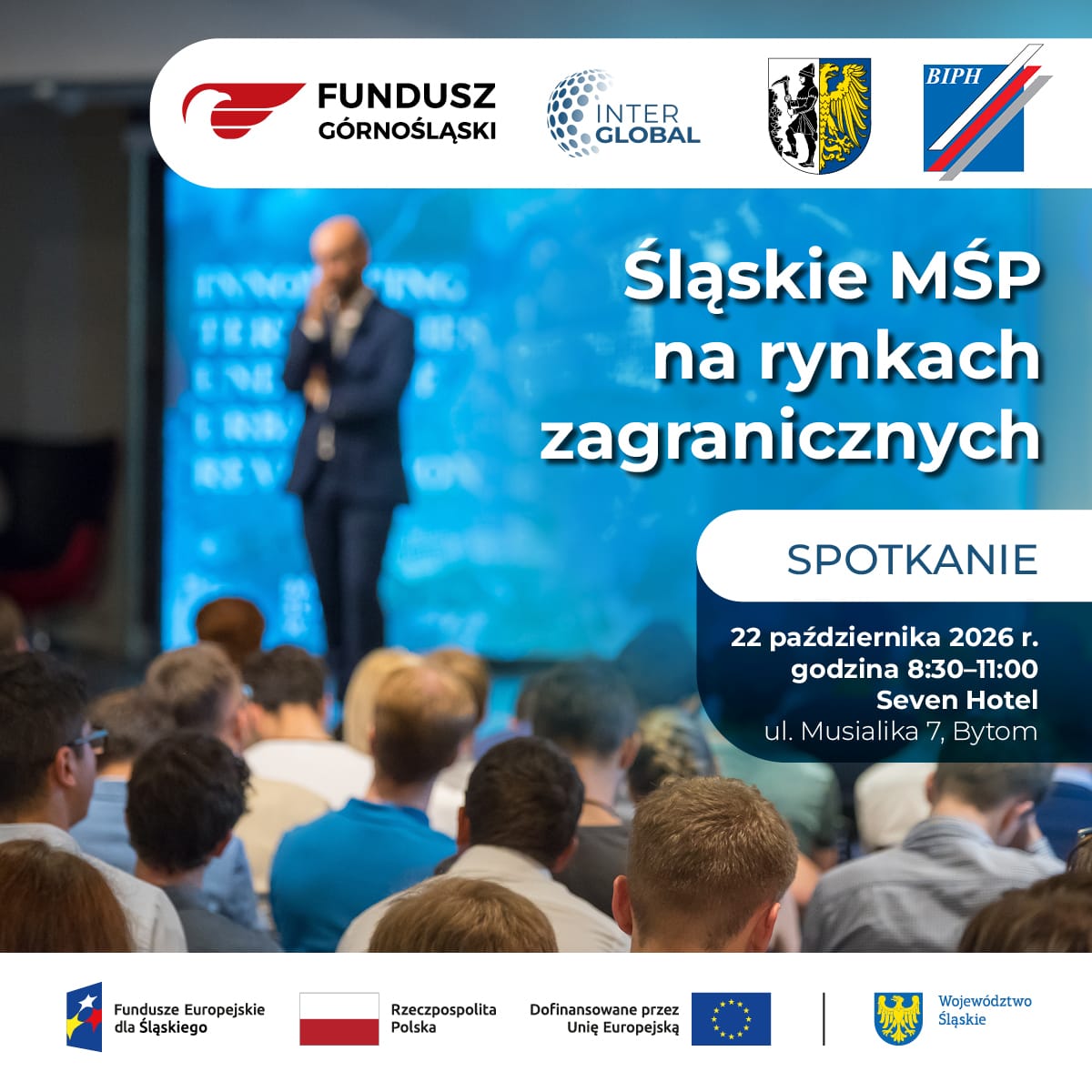 Plakat zapowiadający spotkanie dla mikro, małych i średnich przedsiębiorstw Plakat zapowiadający spotkanie dla mikro, małych i średnich przedsiębiorstw
