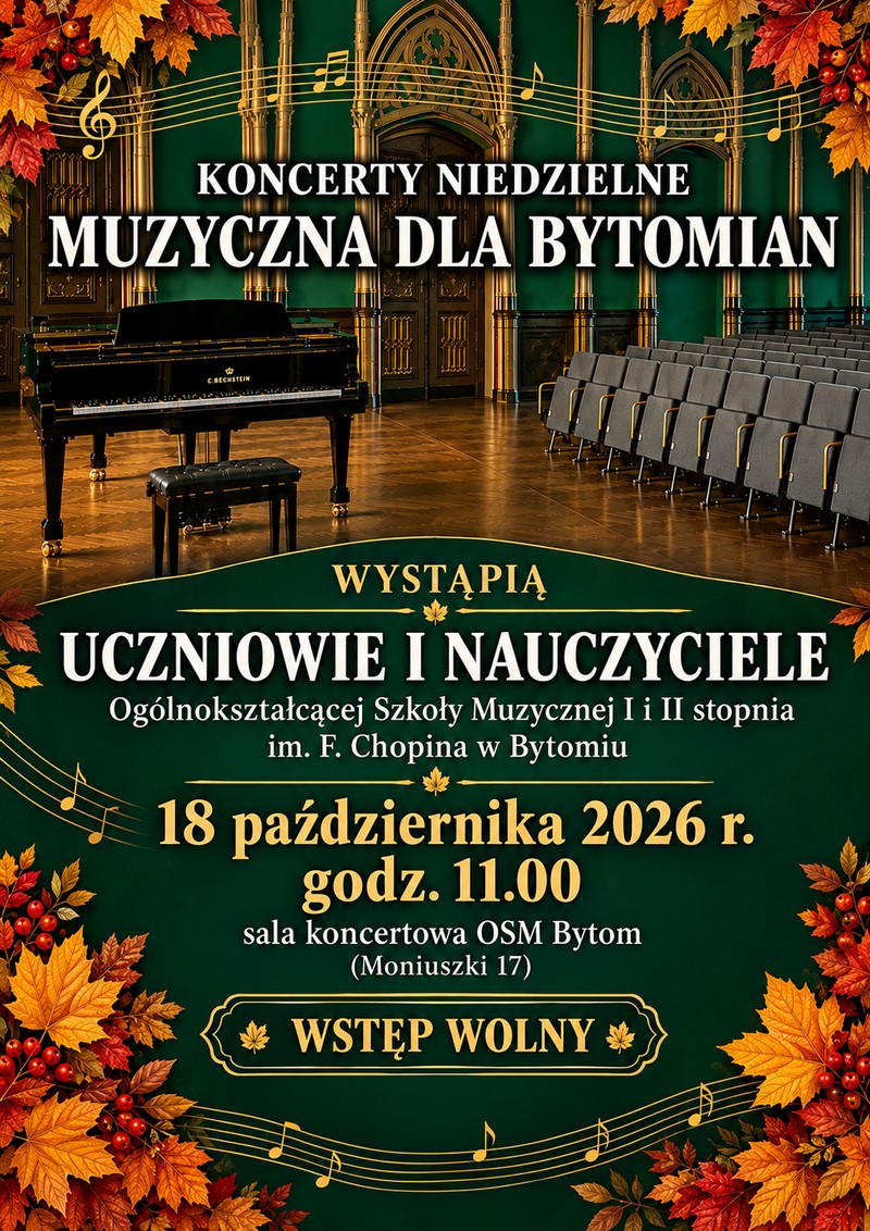 Plakat zapowiadający koncert Muzyczna dla Bytomian