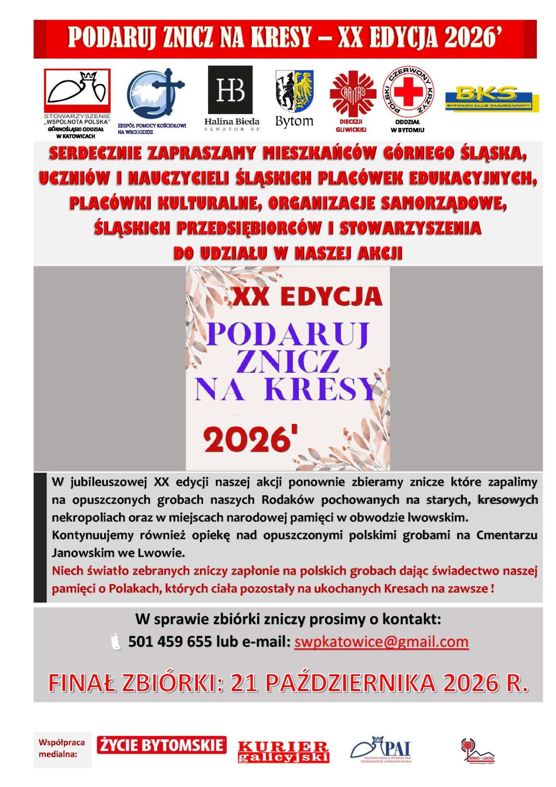 Plakat promujący akcję Podaruj znicz na Kresy