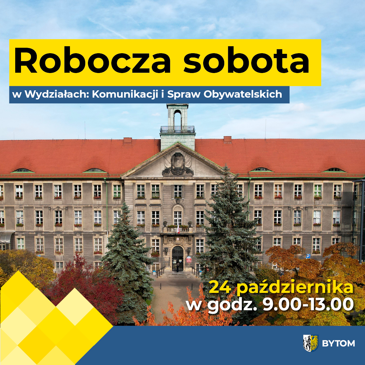 Plakat zapowiadający roboczą sobotę w Urzędzie Miejskim w Bytomiu