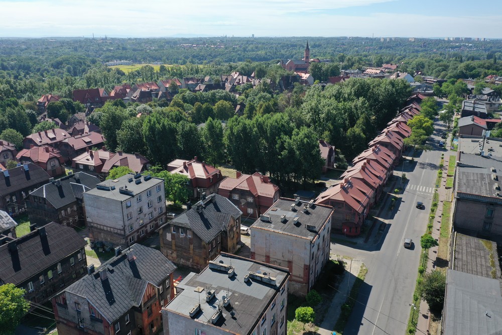 Kolonia robotnicza w Bobrku widziana z drona
