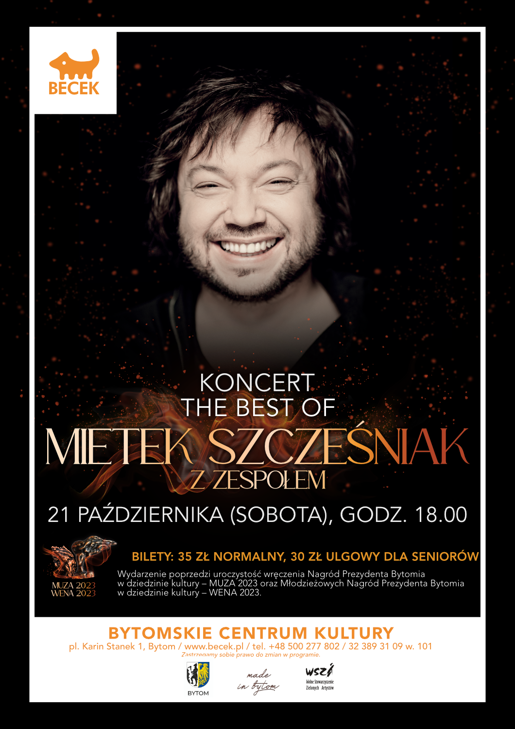 Plakat informujący o koncercie Mietka Szcześniaka