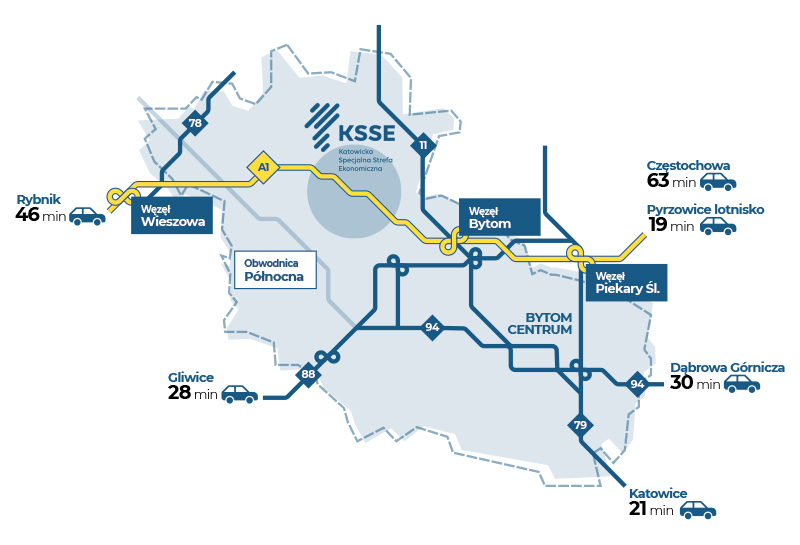 Bytom w sercu Metropolii - mapka poglądowa
